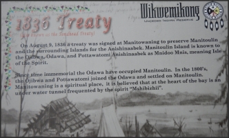 Wikwemikong plaque about 1836 Treaty