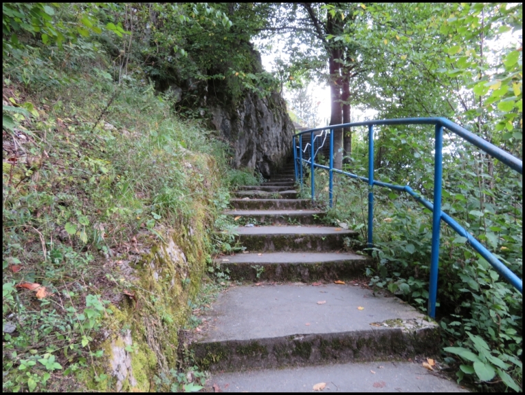 The stairs going to the Bear's cave entrance